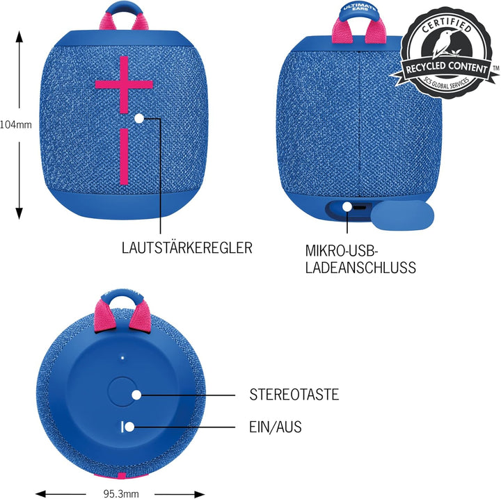 Ultimate Ears WONDERBOOM 3 Portable Bluetooth Speaker, Rich Bass 360 Degree Sound, Waterproof, Dustp