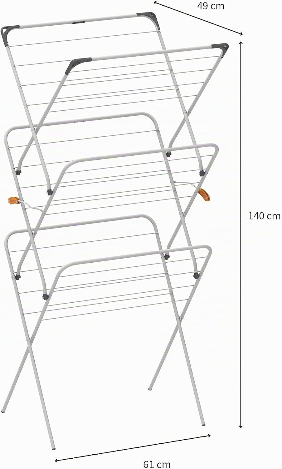 Rörets Wäscheständer Rise White - Pop-Up-Konstruktion - Sicherheitssperre - 61x49x140 cm - 18 m Troc