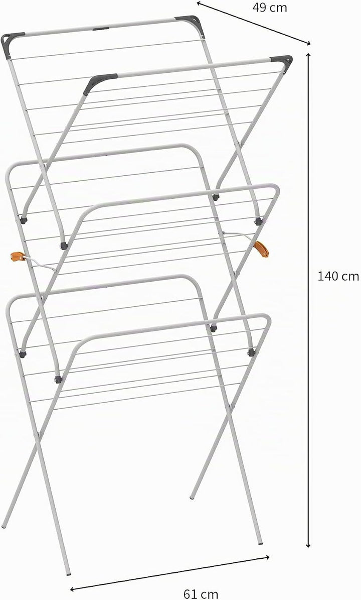 Rörets Wäscheständer Rise White - Pop-Up-Konstruktion - Sicherheitssperre - 61x49x140 cm - 18 m Troc