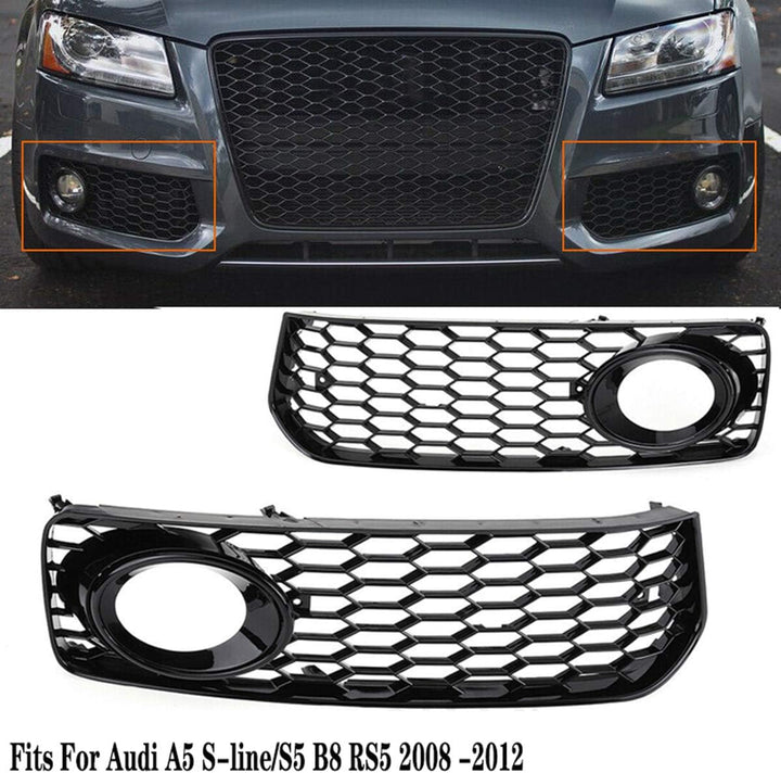 GSRECY Links Rechts Schwarz Nebelscheinwerfer Stossstangengrillabdeckung Für S5 B8 Coupe A5 S-Line 2