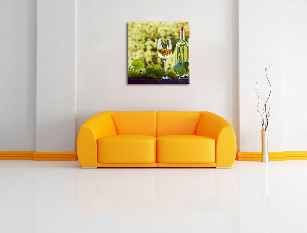 Wein und Weintrauben, Format: 70x70 auf Leinwand, XXL riesige Bilder fertig gerahmt mit Keilrahmen,