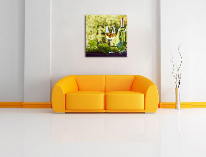 Wein und Weintrauben, Format: 70x70 auf Leinwand, XXL riesige Bilder fertig gerahmt mit Keilrahmen,