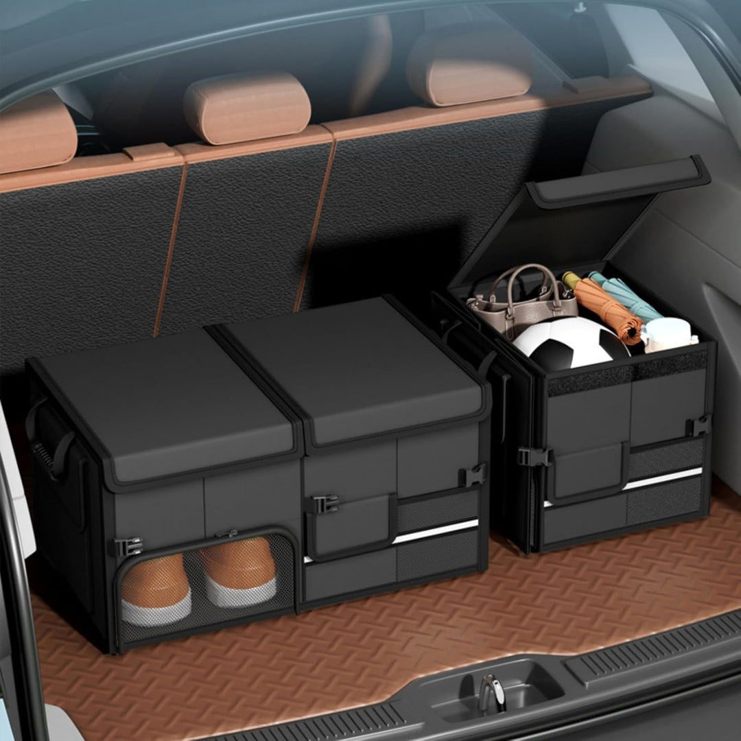 AQCQDQ Kofferraum Organizer, Auto Aufbewahrungstasche, Kofferraumtasche, Rutschfester Boden, Verstel