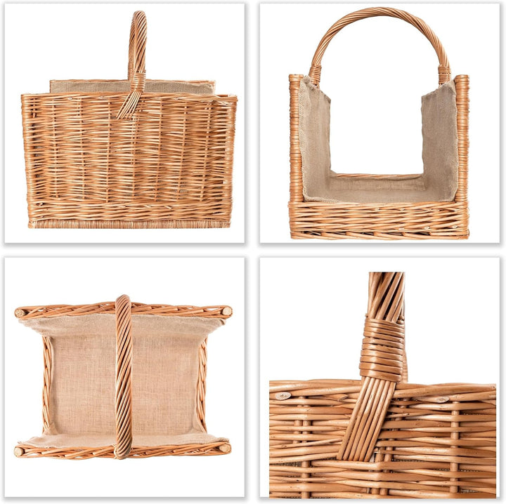 Creative Home Gross Kaminkorb Holzkorb Kaminholzkorb Rattan | 50 x 34 x 50 cm | Aufbewahrung Rechtec