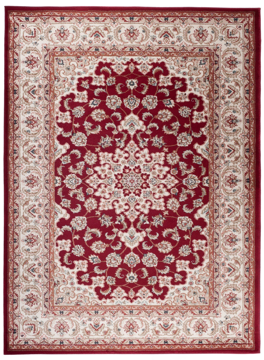 Traditioneller Klassischer Teppich für Ihre Wohnzimmer - Weinrot Beige Creme - Perser Orientalisches