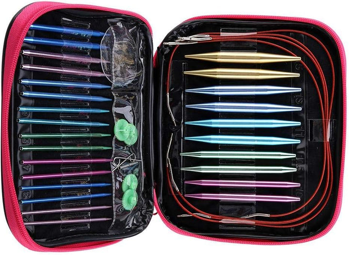 HEEPDD Strick nadeln Set, Multicolor Aluminiumle gierung Austauschbare Nadeln Set Rund Strick nadeln