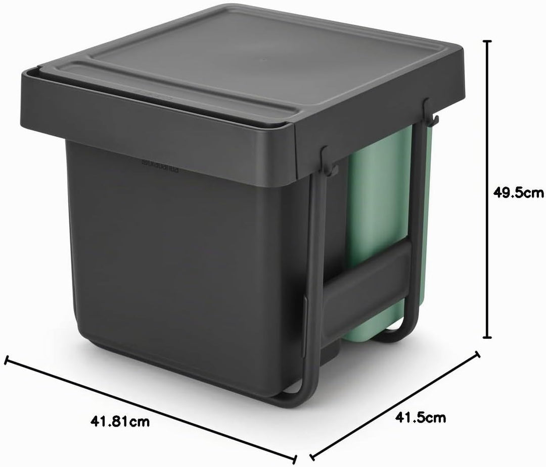 Brabantia Sort & Go Ausziehmülleimer | 10+10+20 l Einbaumülleimer für die Unterschranktür | Integrie