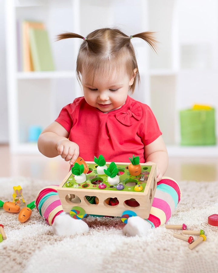 Coogam Montessori Spielzeug, Feinmotorik Spielzeug ab 1 2 3 Jahr | hölzerne Form Sortierer Karotte E