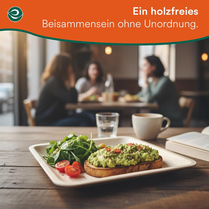 ECO SOUL 100% kompostierbare 20 cm, quadratische Palmblatt Teller [50 Stück] |Premium Palmblatt Gesc