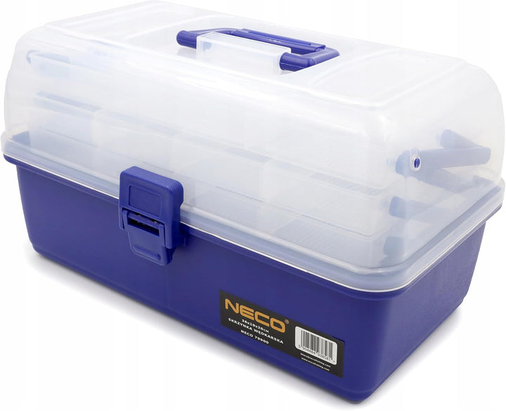 NECO Angelbox mit 3 Schubladen – Tackle Box 36x19x20 cm | Gerätekasten für Angelzubehör, Haken, Köde