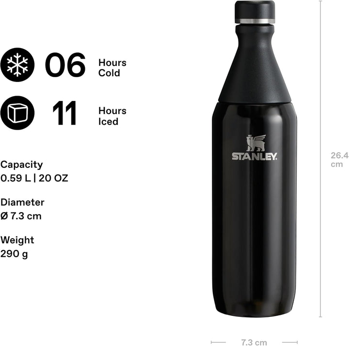 Stanley All Day Slim Trinkflasche Edelstahl 0.6L - Thermosflasche Kühlt 6 Stunden - 11 Stunden Eisge