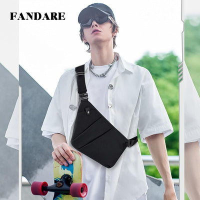 FANDARE Anti-Diebstahl Brusttasche Herren Sling Crossbody Pack Umhängetaschen Schultertasche Bauchta