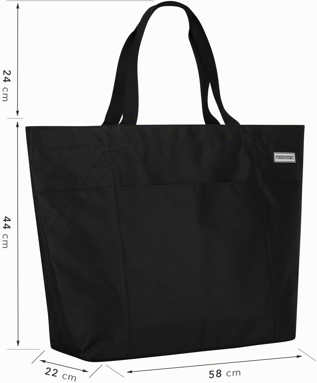 anndora XXL Shopper schwarz - Strandtasche Schultertasche Einkaufstasche, Schwarz