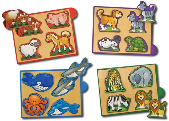 Melissa &amp; Doug 4 Mini-Holzpuzzle - Tiere Einzeln, Einzeln