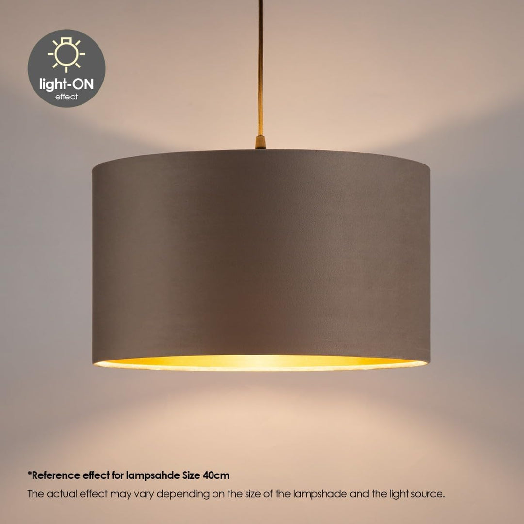 Home Sweet Home Lampenschirm Velvet | Zylinder |30/30/20cm | Grau - Gold | Lampenschirm aus Samt | f