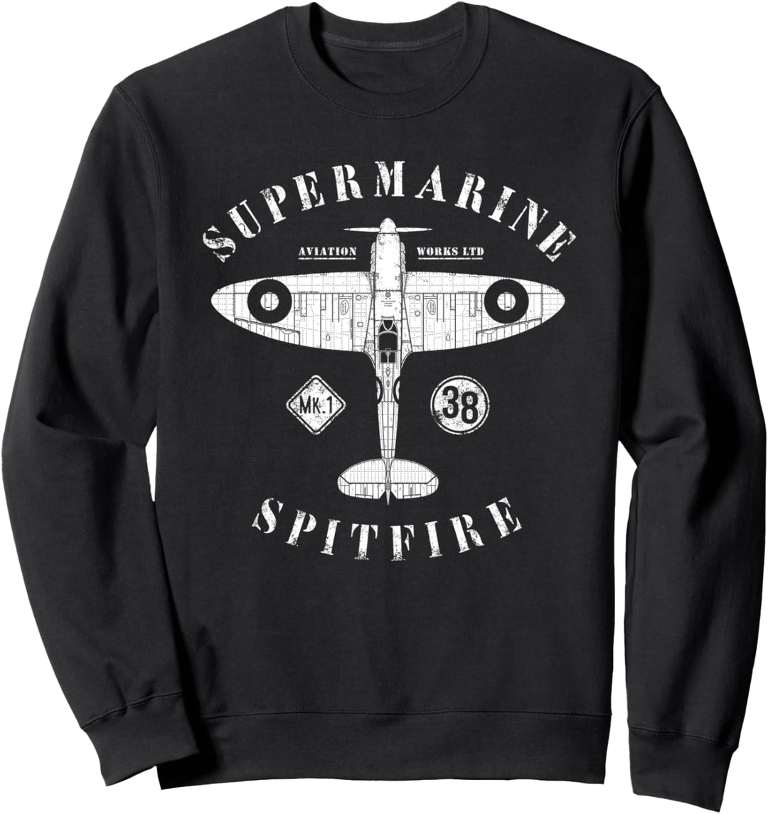 Supermarine Spitfire | RAF WW2 Vintage British Fighter Plane Sweatshirt