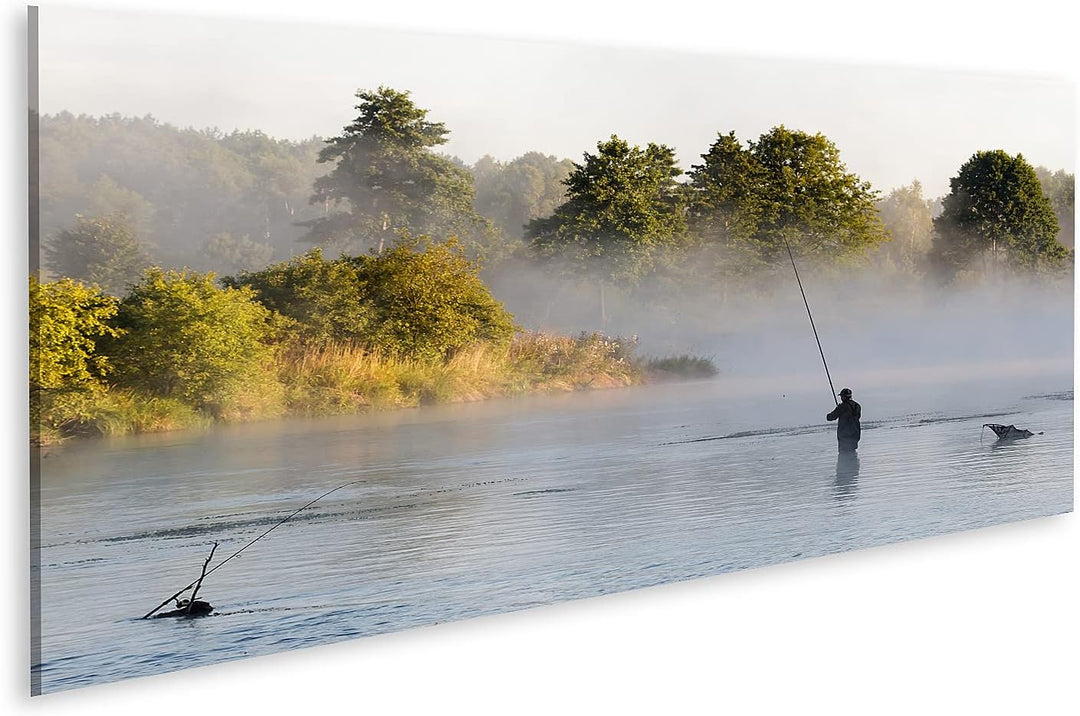islandburner Bild auf Leinwand Fischen Angeln In Einem See Natur Bilder Wandbilder Poster Leinwand 1