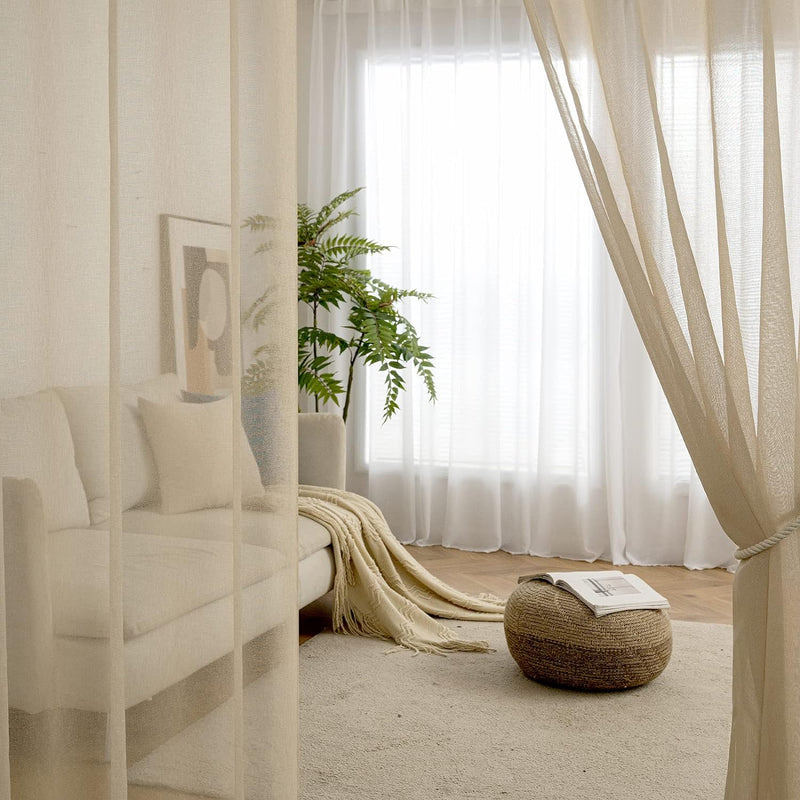 MIULEE 2er Set Sheer Voile Vorhang mit Ösen Transparente Gardine aus Voile Polyester Ösenschal Trans