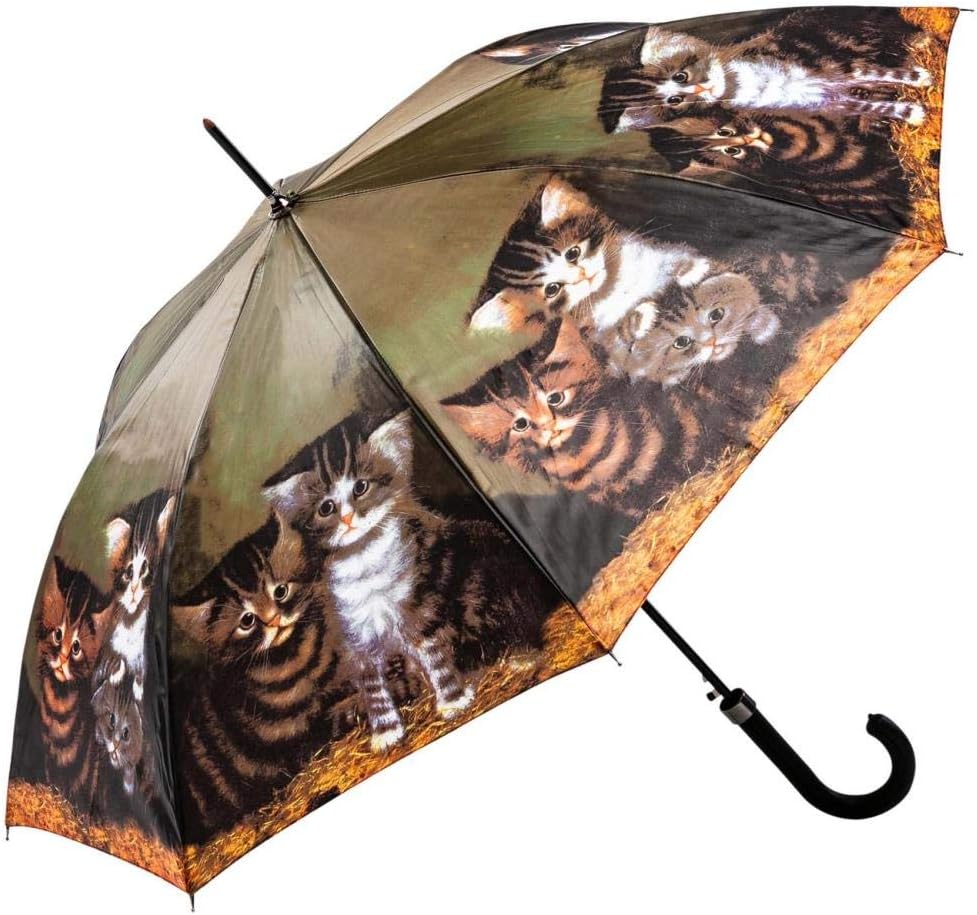 LUCKYWEATHER Regenschirm Stockschirm Damen Motiv J. C. Wilsion Four Kittens Auf-Automatik I Stockreg