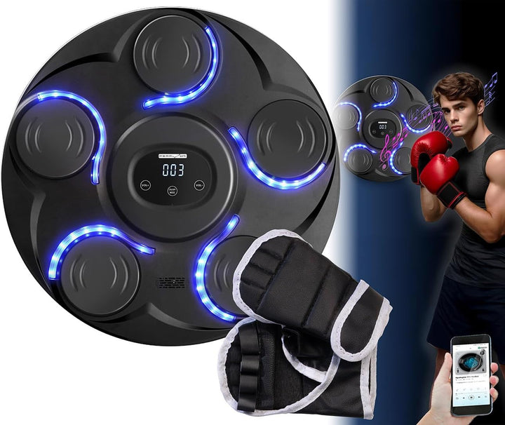 PEARL Sports Boxmaschine Erwachsene: Musik-Boxmaschine, 7 Schlagtakte, Zählmodus, LEDs, Display, BT,