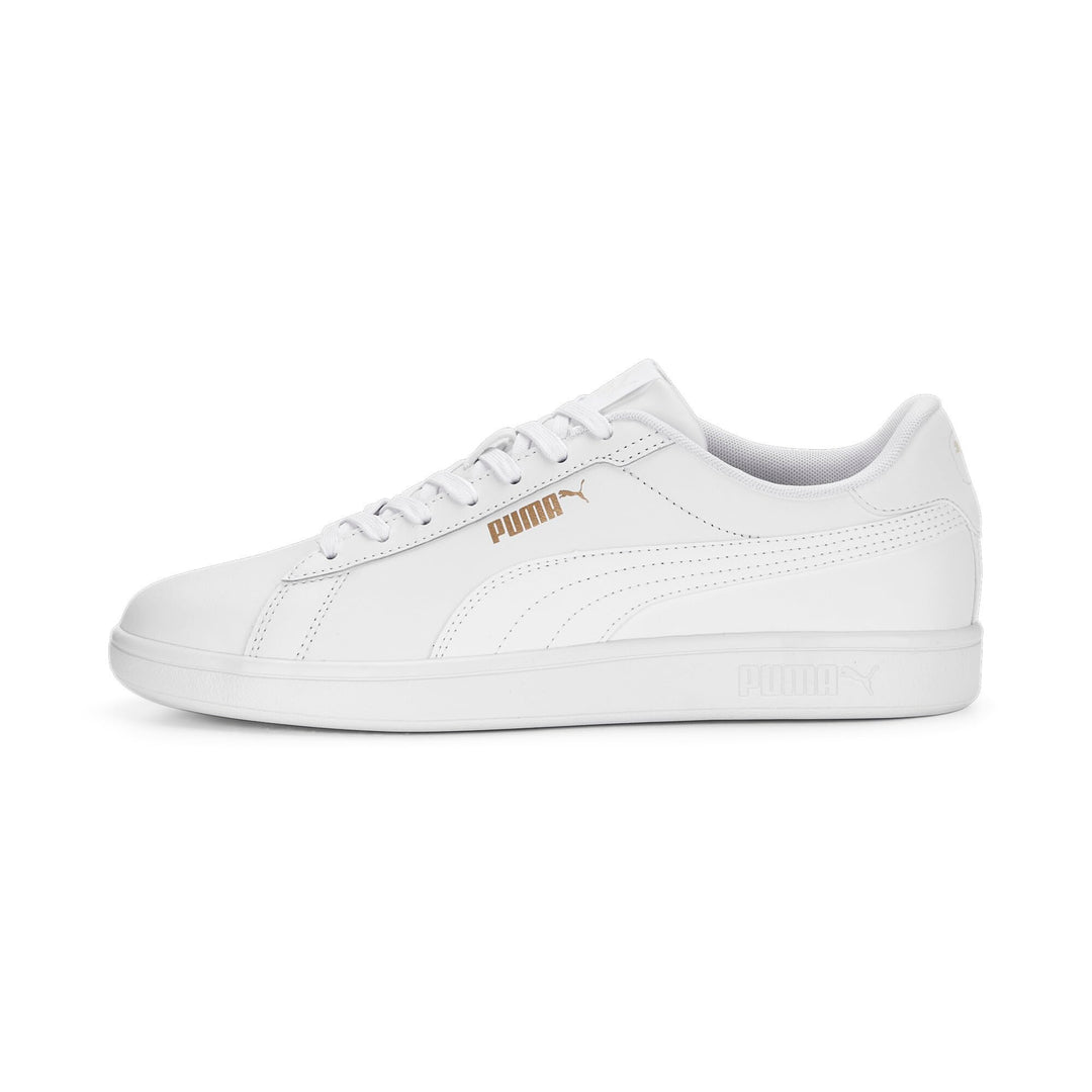 PUMA Unisex Kinder Smash 3.0 L Sneaker 36 EU Puma White Puma White Puma Gold, 36 EU Puma White Puma