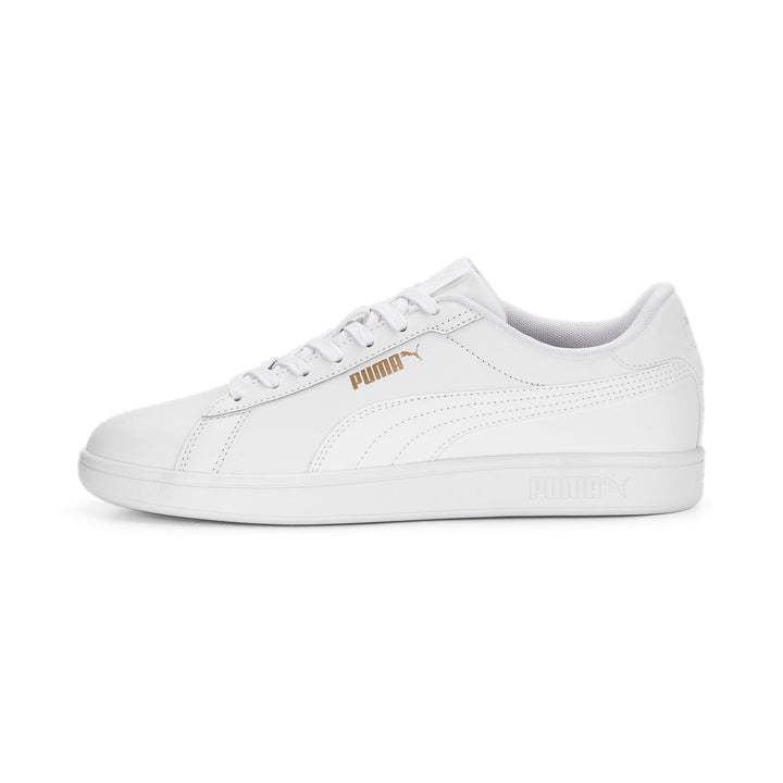 PUMA Unisex Kinder Smash 3.0 L Sneaker 36 EU Puma White Puma White Puma Gold, 36 EU Puma White Puma