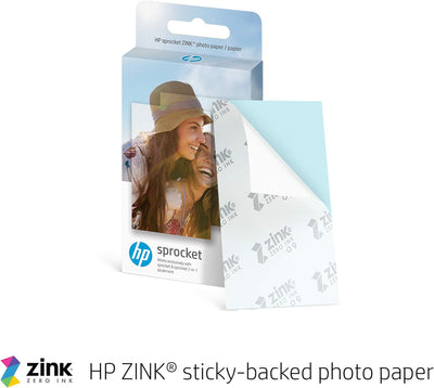 HP Sprocket Portable 5x7.6 cm Sofortbilddrucker (Rosa) & Sprocket Premium Zink Fotopapier mit kleben