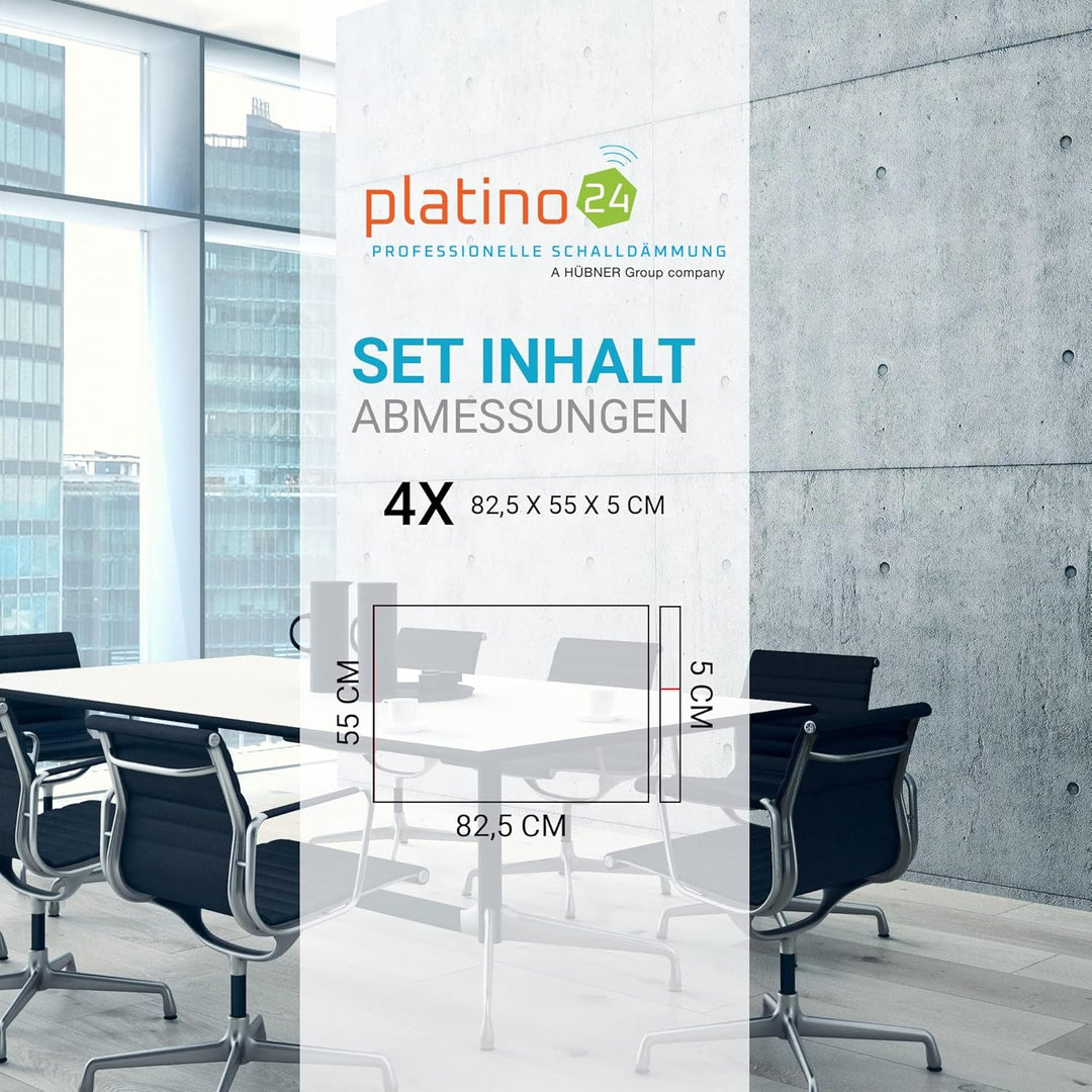 platino24 Schallabsorber COLORE aus Basotec G+ I Akustikpaneele mit Akustikfilz I 4 Wand-Paneele in