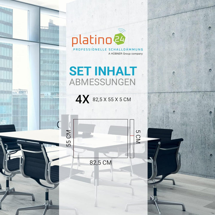 platino24 Schallabsorber COLORE aus Basotec G+ I Akustikpaneele mit Akustikfilz I 4 Wand-Paneele in