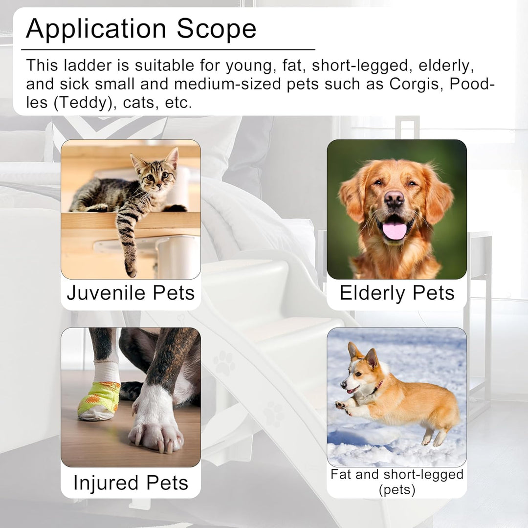 Faltbare Haustiertreppe für Hunde 4 Stufen Katzentreppe mit rutschfeste Filz Matte Hundetreppe Kunst