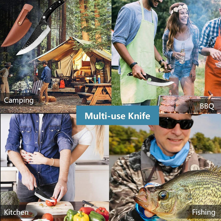 Dream Reach Viking Ausbeinmesser Handgeschmiedetes volles Tang Japanischer Koch Fleischbeil mit Lede