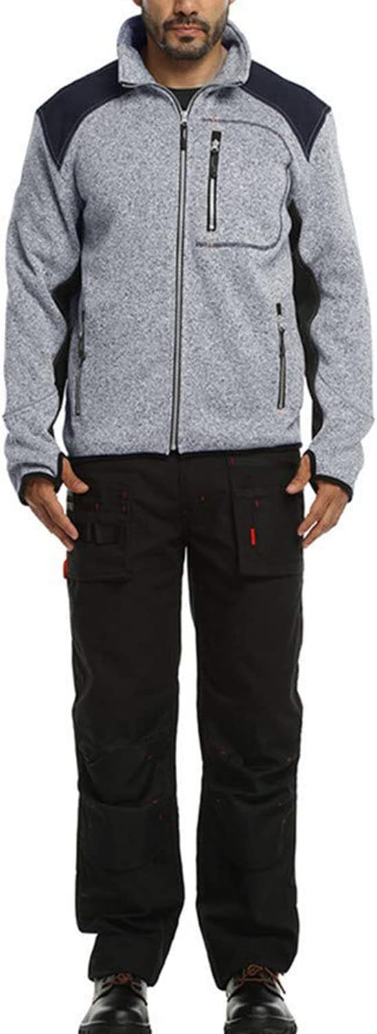WORK IDEA Strick Fleecejacke Herren, Jacke Fleece Strickjacke, atmungsaktive Outdoor Fleecejacken fü