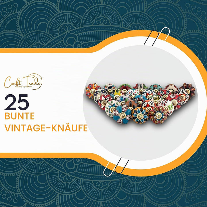 Craft Trade Sortiert Türschrankknopf Boho Antik Keramik-Türknöpfe Kommode Schublade Zieht Hardware K