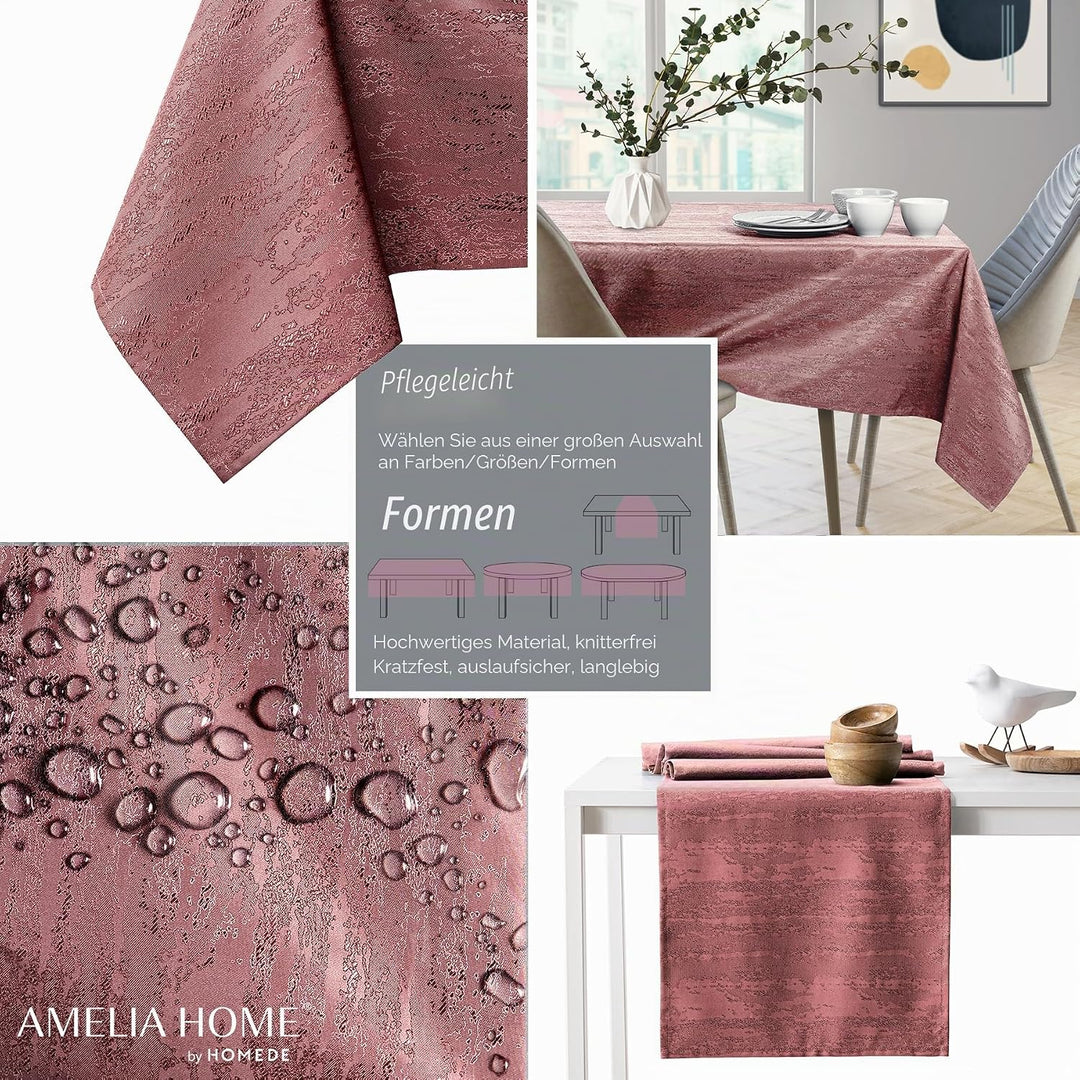 AmeliaHome Tischdecke oval 120x160 cm Tischtuch Tafeldecke Fleckschutz Lotuseffekt Abwaschbar Wasser