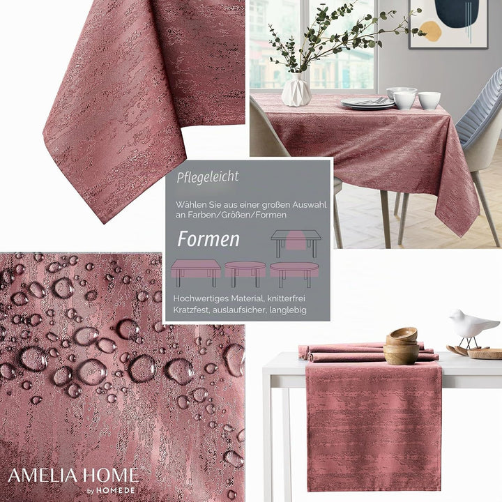 AmeliaHome Tischdecke oval 120x160 cm Tischtuch Tafeldecke Fleckschutz Lotuseffekt Abwaschbar Wasser