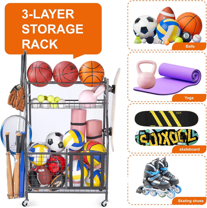 Sinoer Garage Lagerung von Sportgeräten, Ballaufbewahrungsregale, Spielzeug für den Innen- und Ausse