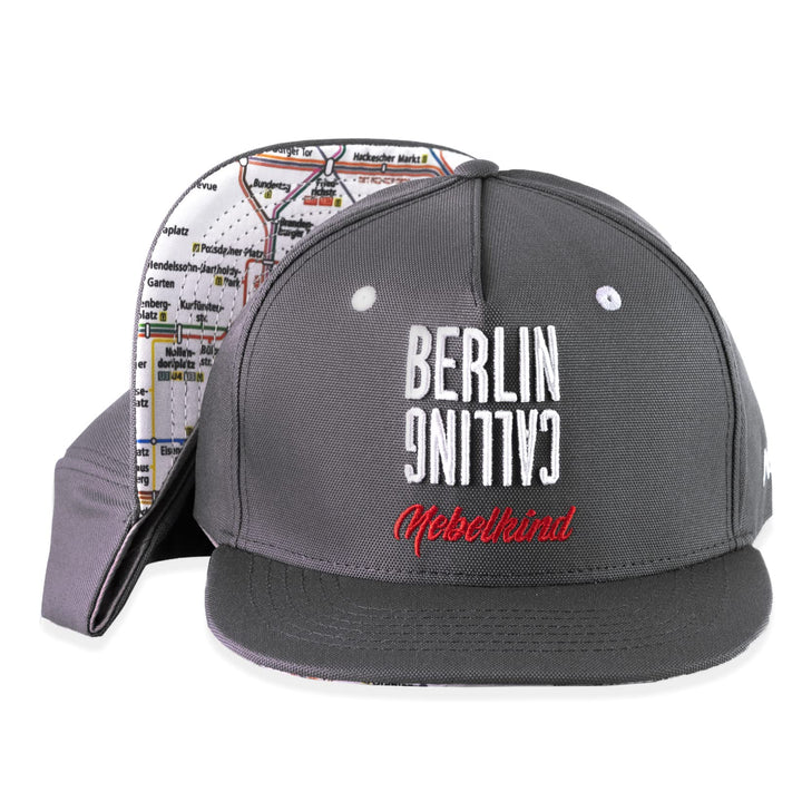 Nebelkind Snapback-Cap-Herren Damen Berlin Netzplan Grau, Einheitsgrösse onesize, Grössenverstellbar
