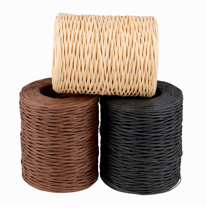 SINJEUN 3 Stück Papierkordel mit Draht, 2mm x 200m Papierdraht zum Basteln, Drahtschnur Bastelschnur