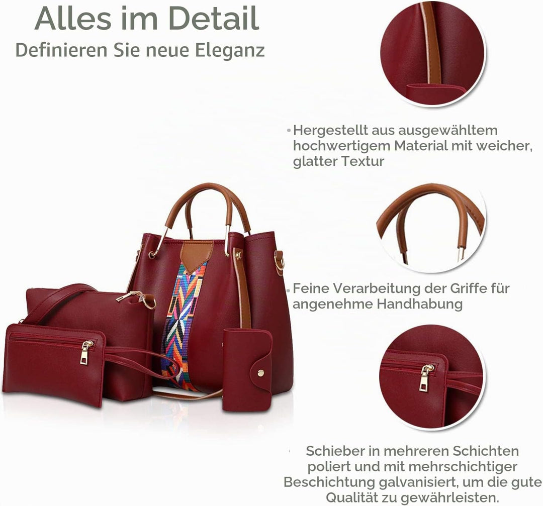 NICOLE &amp; DORIS Damen Handtaschen Umhängetaschen 4 Stück Handtaschen für Damen Top-Griffe Schultertas