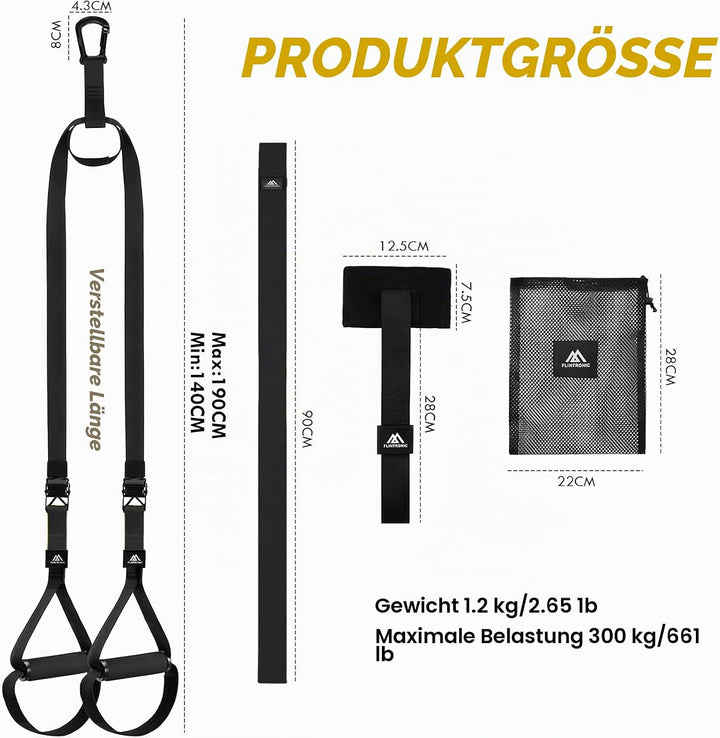 Flintronic Schlingentrainer, Sling Trainer Set für EIN Ganzkörpertraining, Schlingentrainer für Zuha