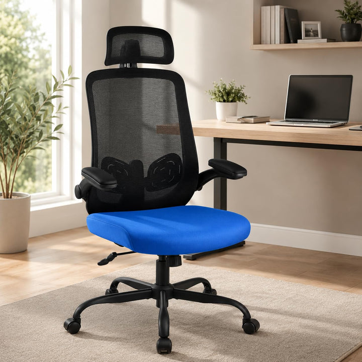 DUMOS Bürostuhl Ergonomisch, Gaming Stuhl mit Verstellbarer Kopfstütze, Armlehnen Schreibtischstuhl,