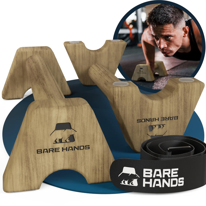 BARE HANDS Liegestützgriffe – 2x gelenksschonende & rutschfeste Holz Liegestützgriffe – Calisthenics