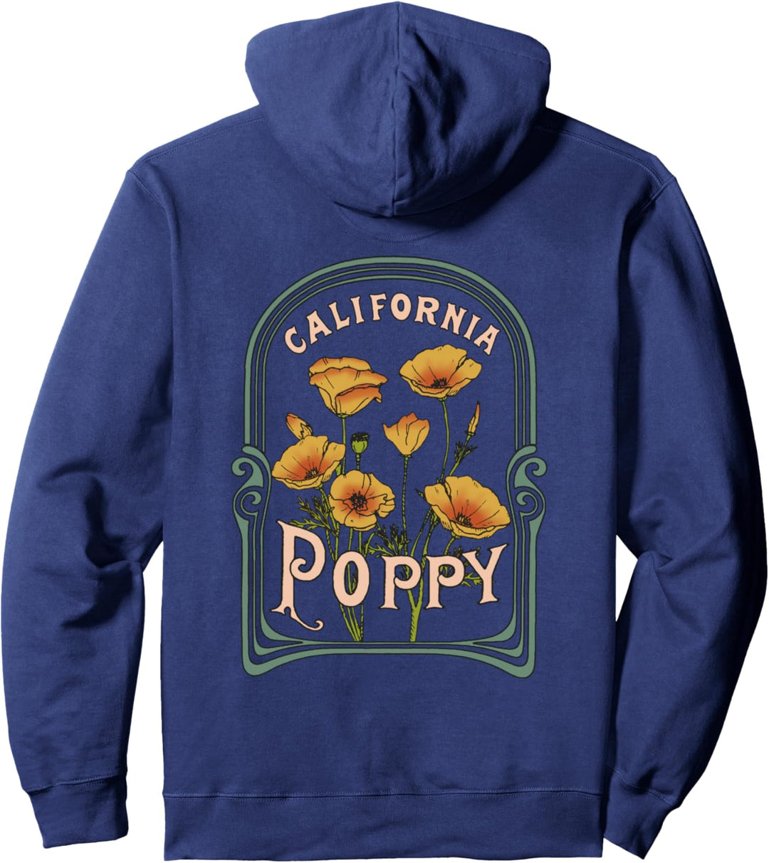 California Poppy Creative Outline and Picture Front & Back Pullover Hoodie