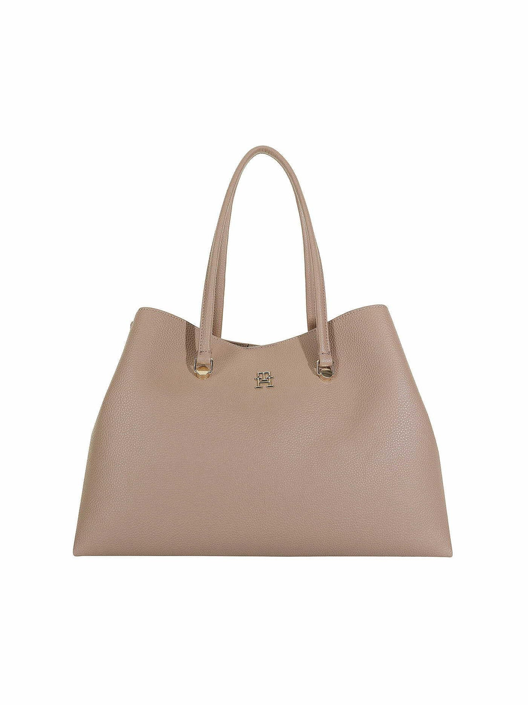 Tommy Hilfiger Damen Tasche TH Emblem Workbag mit Reissverschluss Oat Milk, Oat Milk