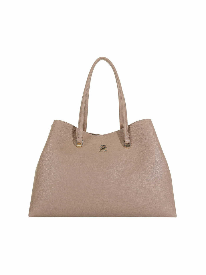 Tommy Hilfiger Damen Tasche TH Emblem Workbag mit Reissverschluss Oat Milk, Oat Milk