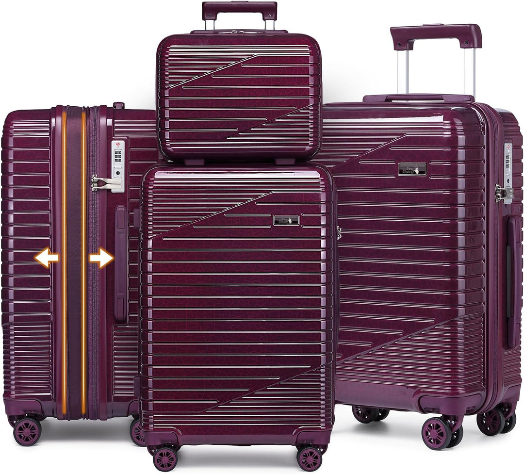 Sea choice Kofferset 4 Teilig Hartschalen Rollkoffer PC Handgepäck Set Beautycase (Nur L Koffer Erwe