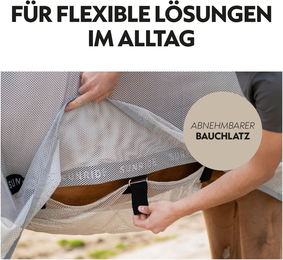 SUNRIDE Transportdecke/Fliegendecke Dubai inkl. abnehmbarem Halsteil - für Pferde - mit Bauchlatz un