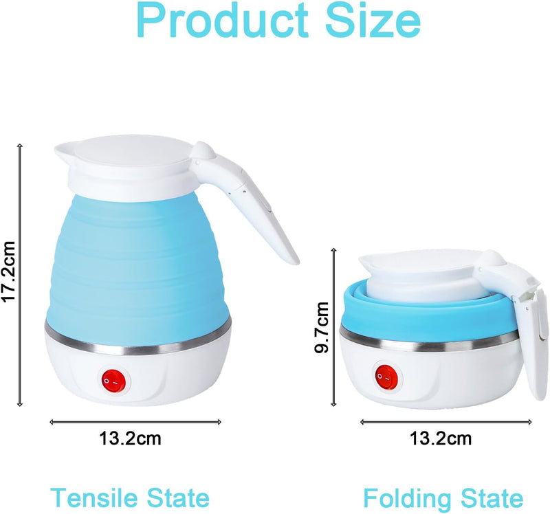 Wasserkocher Faltbar 0.6l Faltbarer Silikon-Camping-Wasserkessel Tragbarer Reisewasserkocher mit Ede