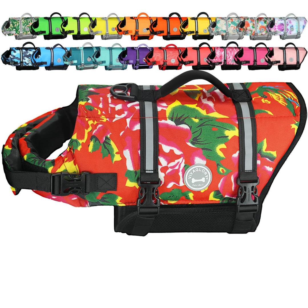VIVAGLORY Ripstop Hunde Rettungsweste für Kleine Mittel Grosse Hunde Bootfahren, Hund Schwimmweste m
