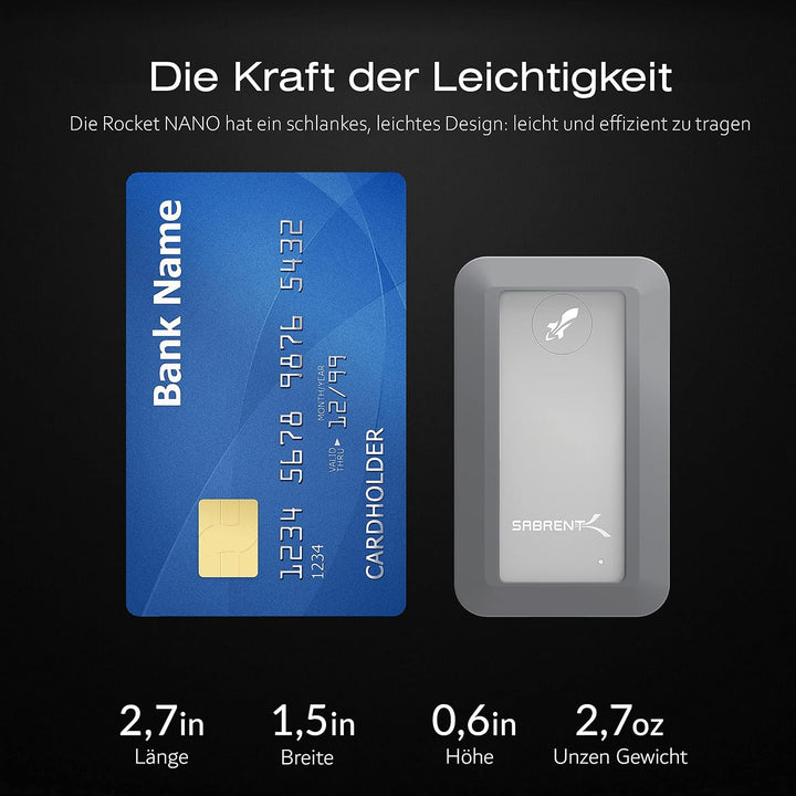 Sabrent Portable SSD 1TB Starke Schale Rugged, Festplatte extern NVMe, USB 3.2 Gen 2, 1000 MB/s Lese